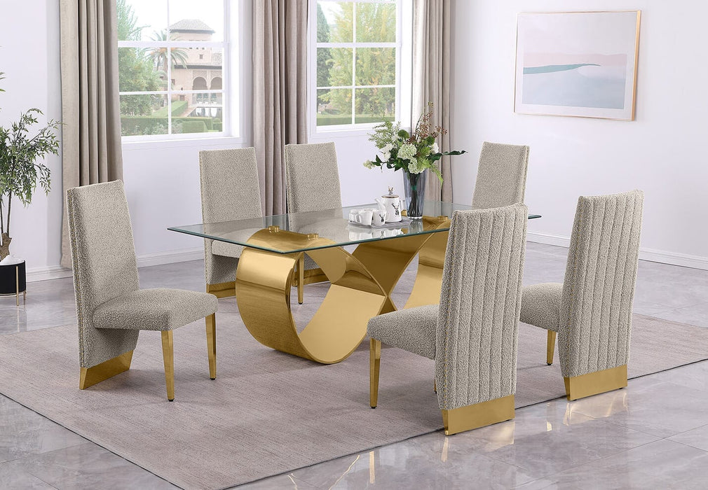 Mariano Furniture - 7 Piece Small Infinity Base Dining Set in Gray/Gold - BQ-D407-6SC565 - GreatFurnitureDeal