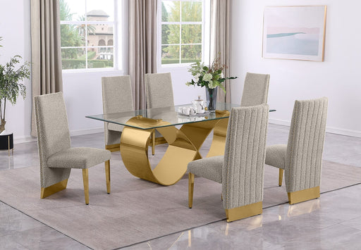 Mariano Furniture - 7 Piece Small Infinity Base Dining Set in Gray/Gold - BQ-D407-6SC565 - GreatFurnitureDeal