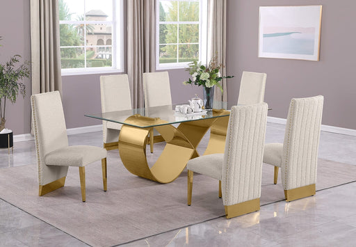 Mariano Furniture - 7 Piece Small Infinity Base Dining Set in Cream/Gold - BQ-D407-6SC567 - GreatFurnitureDeal