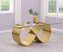 Mariano Furniture - Infinity Base Glass Dining Table in Gold - BQ-D407-DT - GreatFurnitureDeal
