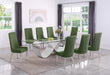 Mariano Furniture - 9 Piece Big Infinity Base Dining Set in Green/Silver - BQ-D408-8SC291 - GreatFurnitureDeal