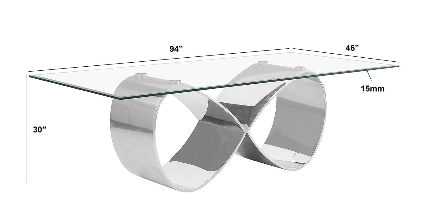 Mariano Furniture - 9 Piece Big Infinity Base Dining Set in Black/Silver - BQ-D408-8SC292 - GreatFurnitureDeal