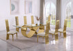 Mariano Furniture - 9 Piece Big Luxury Dining Set with Stainless Steel in Gold - BQ-D409-8SC279 - GreatFurnitureDeal