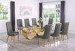 Mariano Furniture - 9 Piece Big Infinity Base Dining Set in Gray/Gold- BQ-D409-8SC294 - GreatFurnitureDeal
