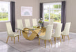 Mariano Furniture - 9 Piece Big Infinity Base Dining Set in Cream/Gold- BQ-D409-8SC297 - GreatFurnitureDeal