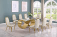 Mariano Furniture - 9 Piece Big Infinity Base Dining Set in Cream/Gold- BQ-D409-8SC417 - GreatFurnitureDeal