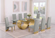 Mariano Furniture - 9 Piece Big Infinity Base Dining Set in Rich Gray/Gold - BQ-D409-8SC564 - GreatFurnitureDeal