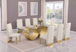 Mariano Furniture - 9 Piece Big Infinity Base Dining Set in Cream/Gold - BQ-D409-8SC567 - GreatFurnitureDeal