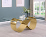 Mariano Furniture - Infinity Base Glass Dining Table in Gold - BQ-D409-DT - GreatFurnitureDeal