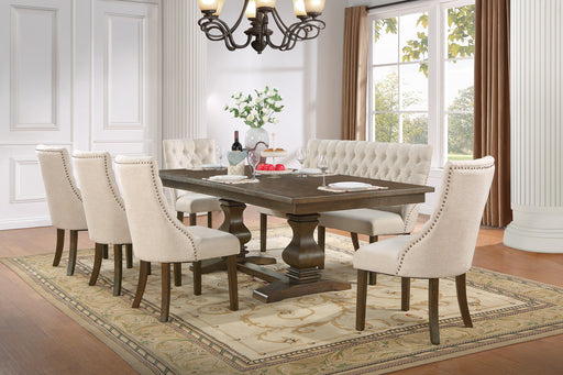 Mariano Furniture - 7 Piece Dining Table Set in Walnut Brown - BQ-D42D7BB - GreatFurnitureDeal