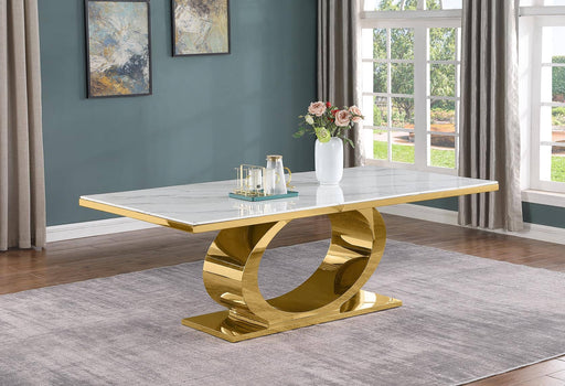 Mariano Furniture - Large Marble Dining Table in Gold - BQ-D433-DT - GreatFurnitureDeal