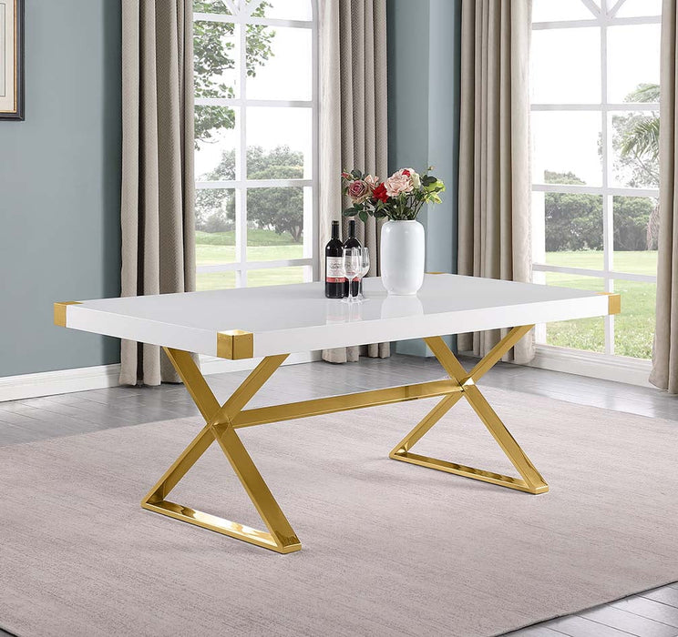 Mariano Furniture - Wood Top Dining Table in Gold - BQ-D443-DT - GreatFurnitureDeal