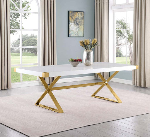 Mariano Furniture - Wood Top Dining Table in Gold - BQ-D443-DT - GreatFurnitureDeal