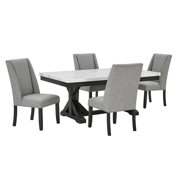 Mariano Furniture - 5 Piece Faux White Marble Dining Set in Faux White - BQ-D520D5 - GreatFurnitureDeal