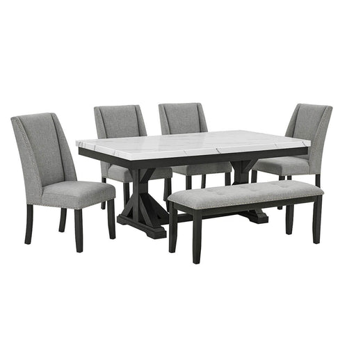 Mariano Furniture - 6 Piece Faux White Marble Dining Set in Faux White - BQ-D520D6 - GreatFurnitureDeal