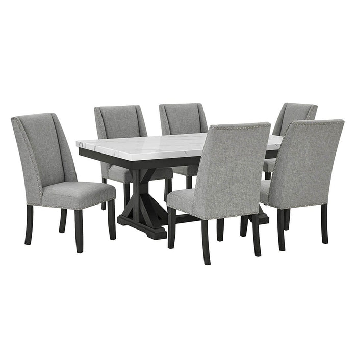 Mariano Furniture - 7 Piece Faux White Marble Dining Set in Faux White - BQ-D520D7 - GreatFurnitureDeal