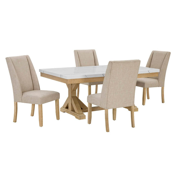 Mariano Furniture - 5 Piece Rectangular Dining Table Set in Beige/White - BQ-D521D5 - GreatFurnitureDeal