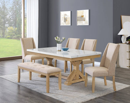 Mariano Furniture - 6 Piece Rectangular Dining Table Set in Beige/White - BQ-D521D6 - GreatFurnitureDeal