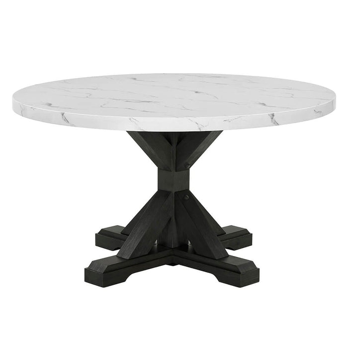 Mariano Furniture - 5 Piece Round Faux White Marble Dining Set in Faux White - BQ-D522D5 - GreatFurnitureDeal