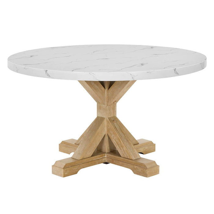 Mariano Furniture - 5 Piece Round Faux White Marble Dining Set in Beige/White - BQ-D523D5 - GreatFurnitureDeal