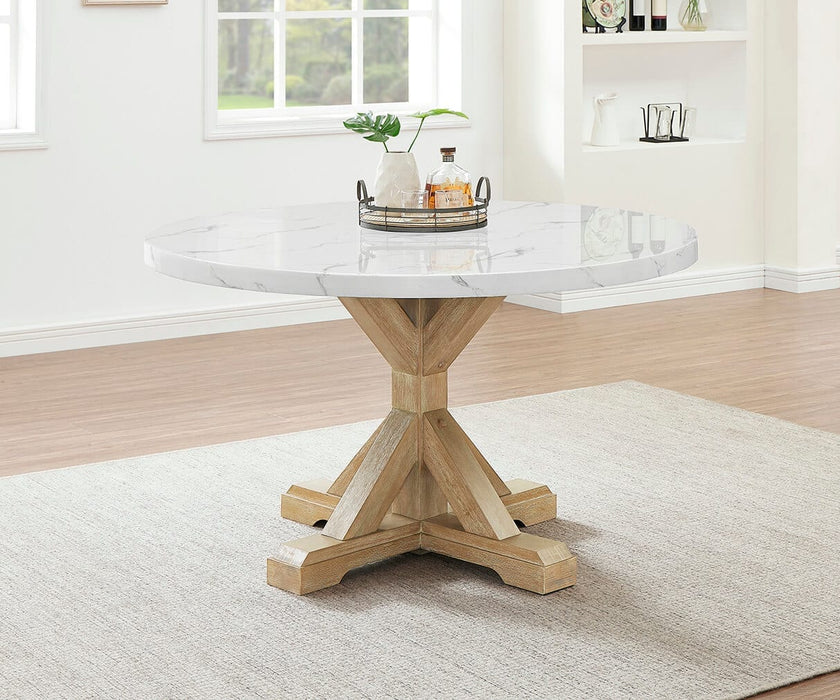 Mariano Furniture - Round Marble Dining Table in White - BQ-D523-DT - GreatFurnitureDeal