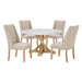 Mariano Furniture - 5 Piece Round Faux White Marble Dining Set in Beige/White - BQ-D523D5 - GreatFurnitureDeal