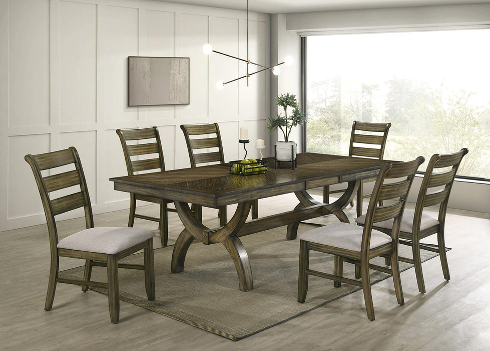 Mariano Furniture - Wood 7 Piece Dining Table Set in Antique Brown - BQ-D530-6SC530 - GreatFurnitureDeal