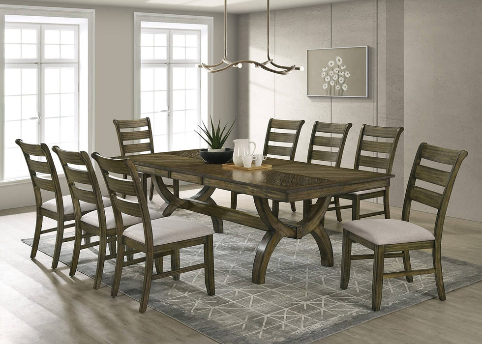 Mariano Furniture - Wood 9 Piece Dining Table Set in Antique Brown - BQ-D530-8SC530 - GreatFurnitureDeal