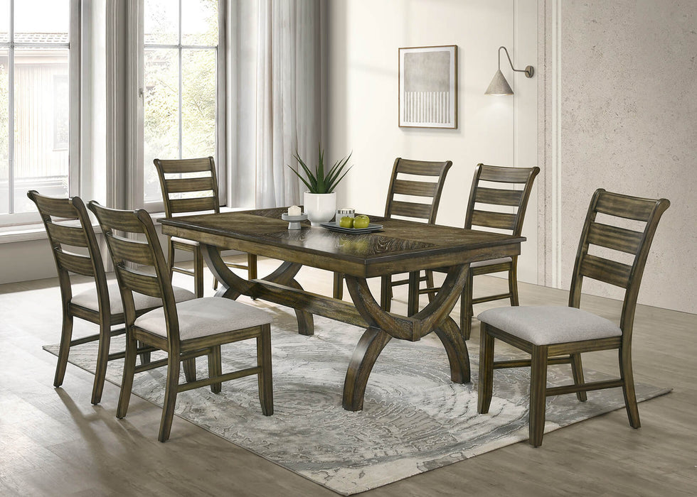Mariano Furniture - Wood 7 Piece Dining Table Set in Antique Brown - BQ-D531-6SC530 - GreatFurnitureDeal