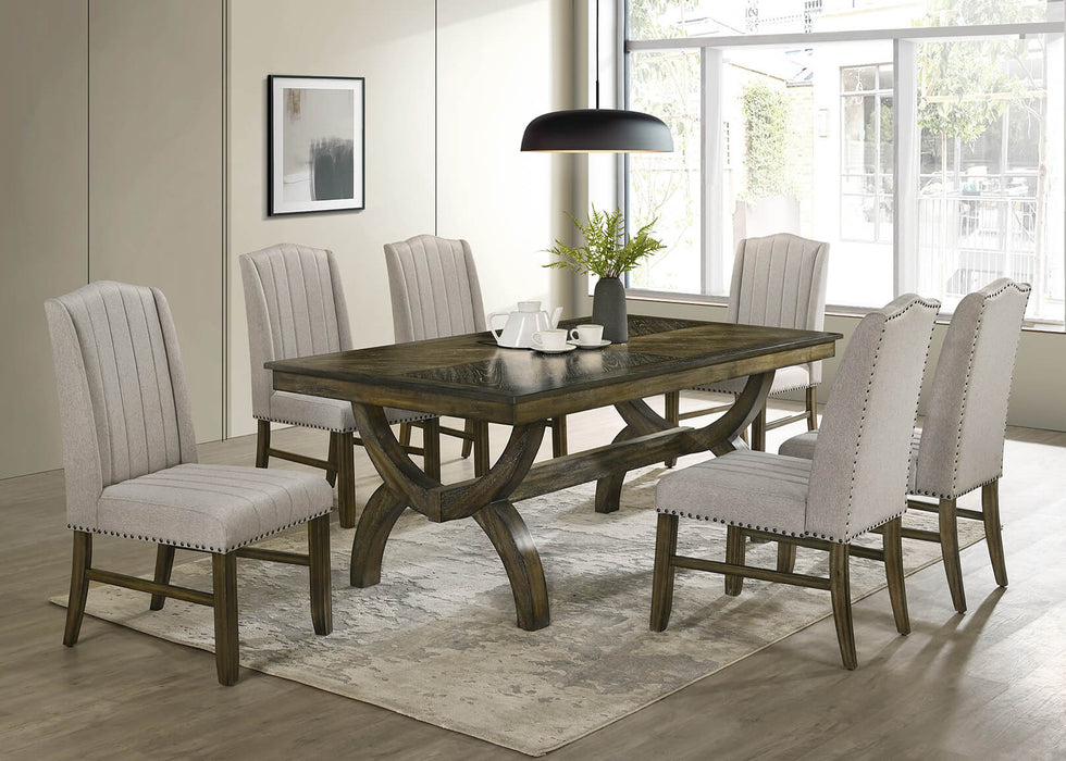 Mariano Furniture - Wood 7 Piece Dining Table Set in Antique Brown - BQ-D531-6SC531 - GreatFurnitureDeal