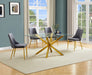 Mariano Furniture - 5 Piece Glass Dining Table Set in Dark Gray/Gold - BQ-D61-4SC260 - GreatFurnitureDeal