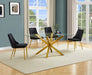 Mariano Furniture - 5 Piece Glass Dining Table Set in Black/Gold - BQ-D61-4SC261 - GreatFurnitureDeal