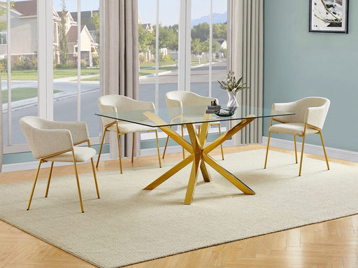 Mariano Furniture - 5 Piece Rectangular Dining Set in Beige/Gold - BQ-D61-4SC264 - GreatFurnitureDeal
