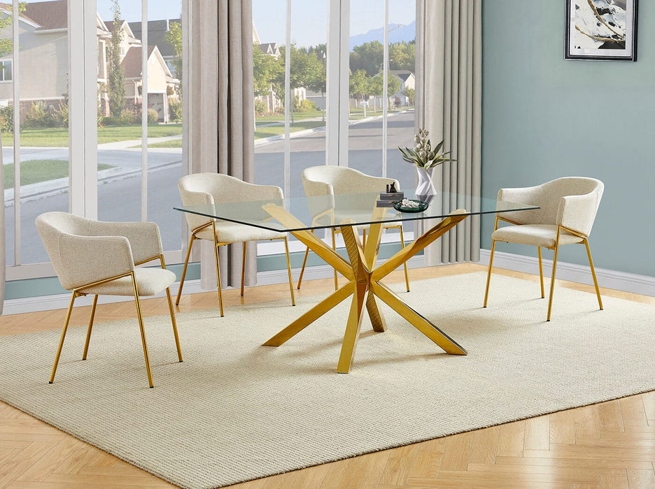 Mariano Furniture - 5 Piece Rectangular Dining Set in Beige/Gold - BQ-D61-4SC264 - GreatFurnitureDeal