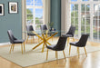 Mariano Furniture - 7 Piece Glass Dining Table Set in Dark Gray/Gold - BQ-D61-6SC260 - GreatFurnitureDeal