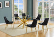 Mariano Furniture - 7 Piece Glass Dining Table Set in Black/Gold - BQ-D61-6SC261 - GreatFurnitureDeal