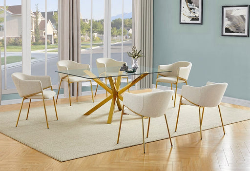 Mariano Furniture - 7 Piece Rectangular Dining Set in Beige/Gold - BQ-D61-6SC264 - GreatFurnitureDeal
