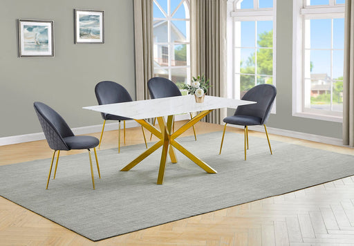 Mariano Furniture - SC148 - 5 Piece Dining Set in Dark Gray/Gold - BQ-D63-4SC148 - GreatFurnitureDeal