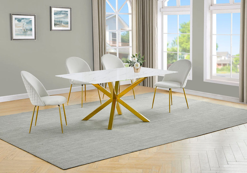 Mariano Furniture - SC148 - 5 Piece Dining Set in Cream/Gold - BQ-D63-4SC149 - GreatFurnitureDeal