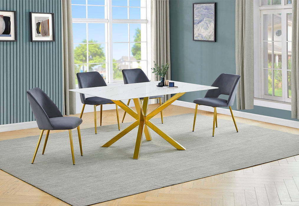 Mariano Furniture - D242 - 5 Piece Dining Set in Dark Gray/Gold - BQ-D242-4SC226 - GreatFurnitureDeal