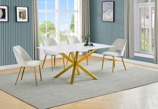 Mariano Furniture - D242 - 5 Piece Dining Set in Cream/Gold - BQ-D242-4SC229 - GreatFurnitureDeal