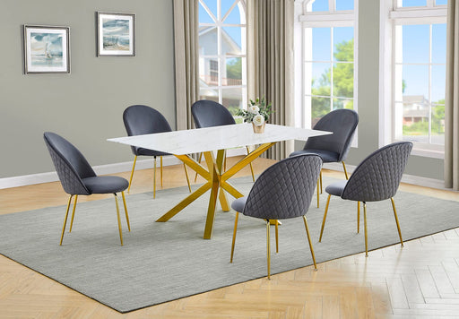 Mariano Furniture - SC148 - 7 Piece Dining Set in Dark Gray/Gold - BQ-D63-6SC148 - GreatFurnitureDeal