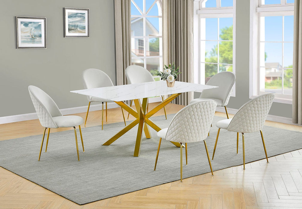 Mariano Furniture - SC148 - 7 Piece Dining Set in Cream/Gold - BQ-D63-6SC149 - GreatFurnitureDeal