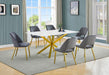 Mariano Furniture - D242 - 7 Piece Dining Set in Dark Gray/Gold - BQ-D242-6SC226 - GreatFurnitureDeal