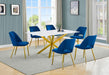 Mariano Furniture - D242 - 7 Piece Dining Set in Navy Blue/Gold - BQ-D242-6SC227 - GreatFurnitureDeal