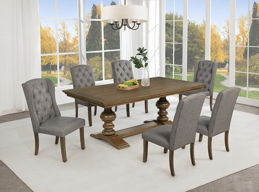 Mariano Furniture - D700 - 7 Piece Dining Table Set in Dark Gray/Brown Oak Veneer - BQ-D700-4SC-2W - GreatFurnitureDeal