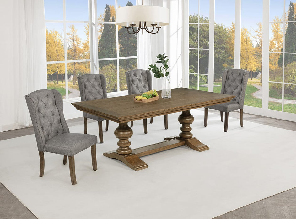 Mariano Furniture - D700 - 5 Piece Dining Table Set in Dark Gray/Brown Oak Veneer - BQ-D700-4WC - GreatFurnitureDeal