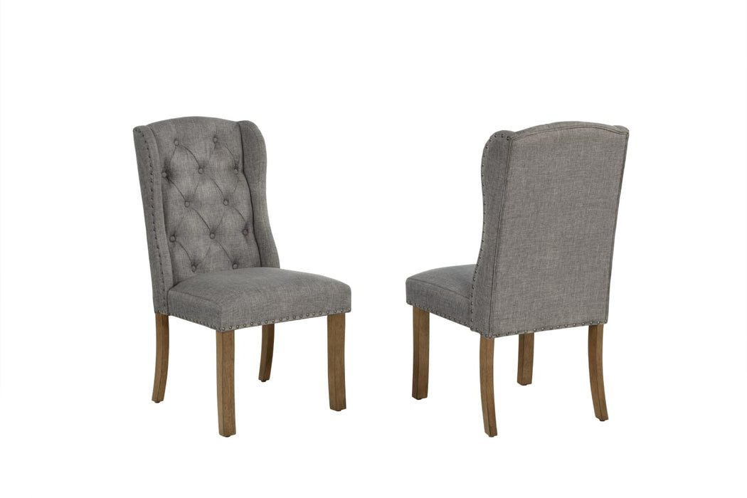 Mariano Furniture - D700 - 7 Piece Dining Table Set in Dark Gray/Brown Oak Veneer - BQ-D700-6WC - GreatFurnitureDeal