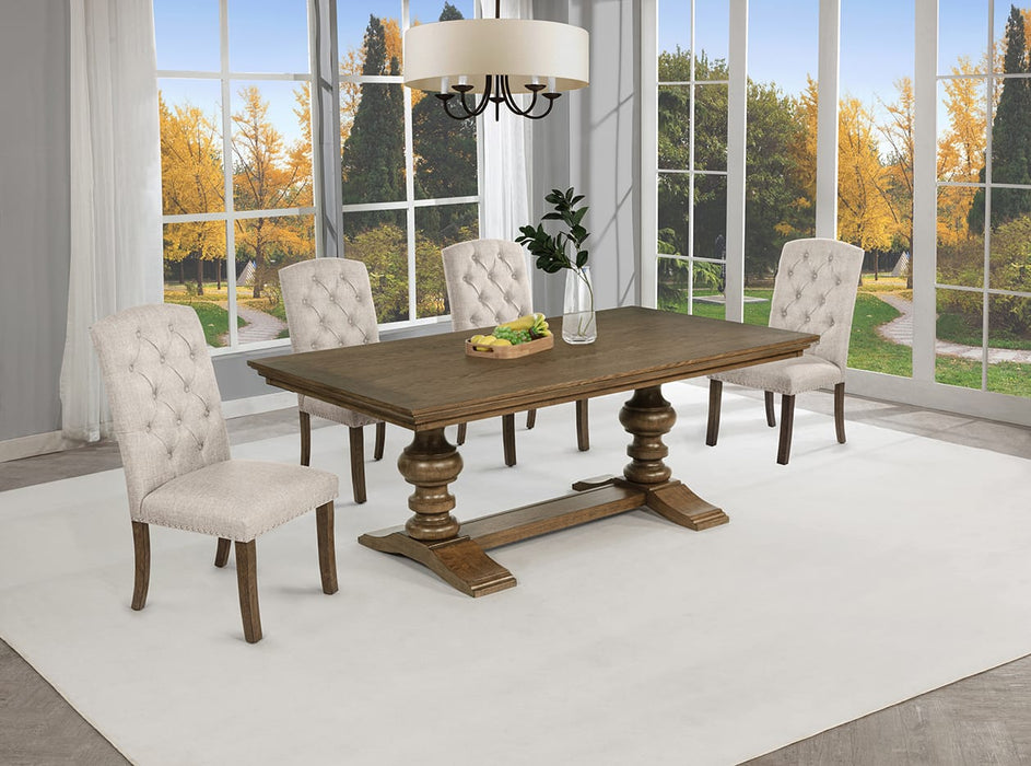 Mariano Furniture - D700 - 5 Piece Dining Table Set in Beige/Brown Oak Veneer - BQ-D701-4SC - GreatFurnitureDeal