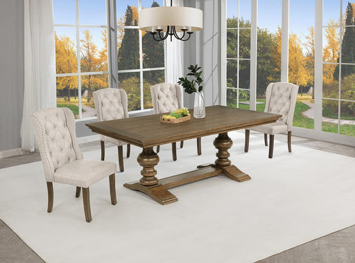 Mariano Furniture - D700 - 5 Piece Dining Table Set in Beige/Brown Oak Veneer - BQ-D701-4WC - GreatFurnitureDeal